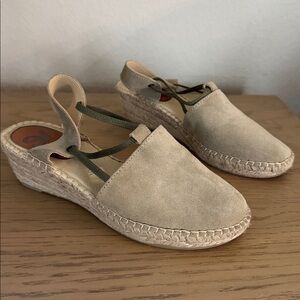 Olive Suede Espadrille Wedge Sandals